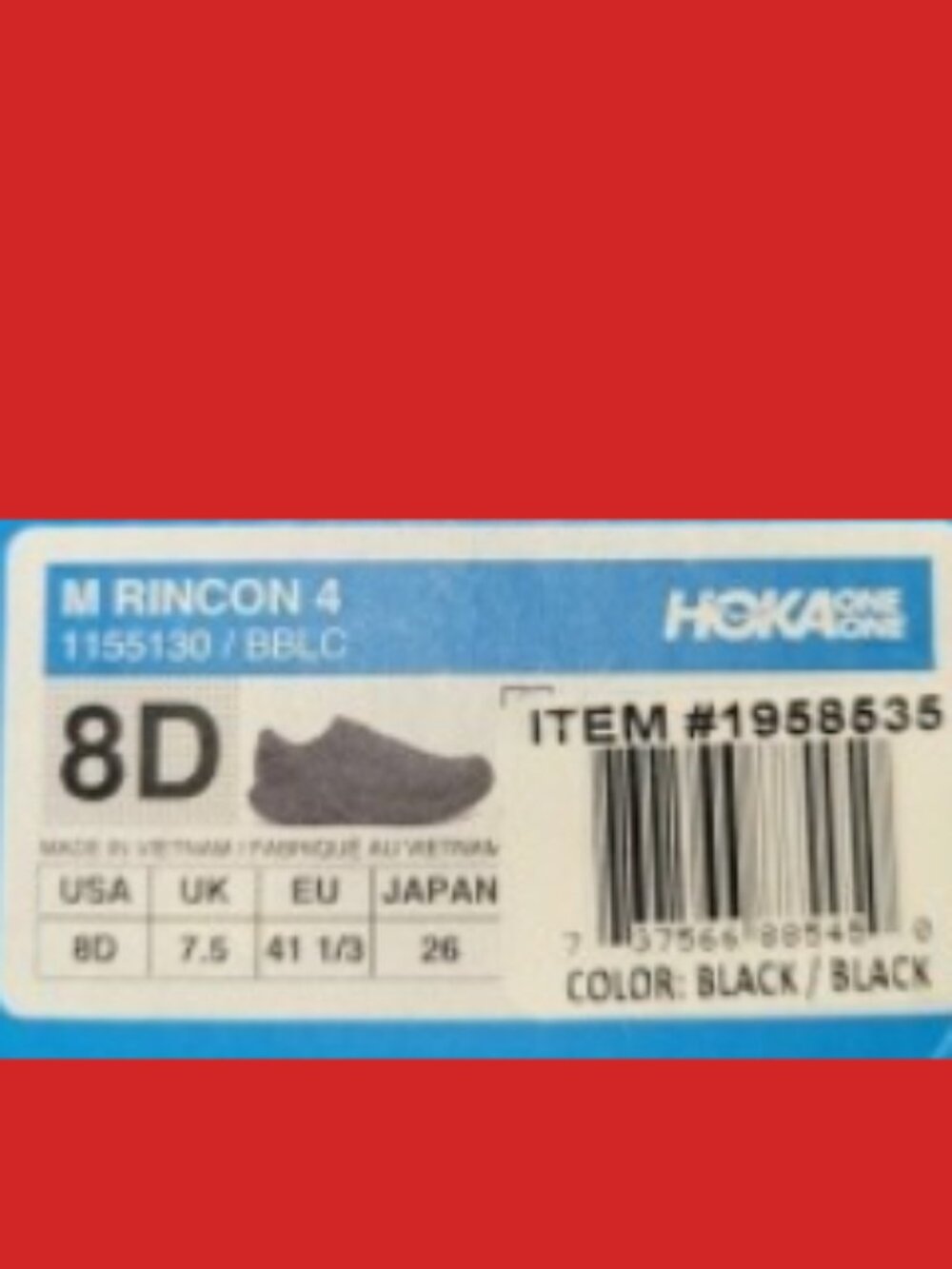 Hoka M Rincon 4 Running Sneaker, Size 8D Mens, Black - Picture 2 of 7